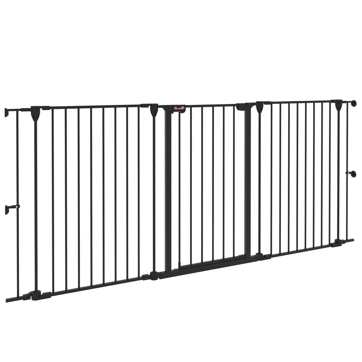 Barreira para Cães de Aço Barreira de Segurança para Animais de Estimação Dobrável de 3 Painéis Duplo Fechamento e Função de Bloqueio Auxiliar para Porta Escada 206x90 cm Preto — foto 1