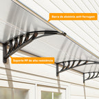Marquise para Portas e Janelas 295x90 cm Marquise com Proteção para Sol e Chuva com Painéis de Policarbonato e Liga de Alumínio Transparente — foto 8