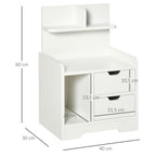 Mesa de Cabeceira Moderna Mesa de Cabeceira com 2 Gavetas e 3 Compartimentos de Armazenamento para Sala de Estar Quarto Carga 30 kg 40x30x60 cm Branco — foto 3