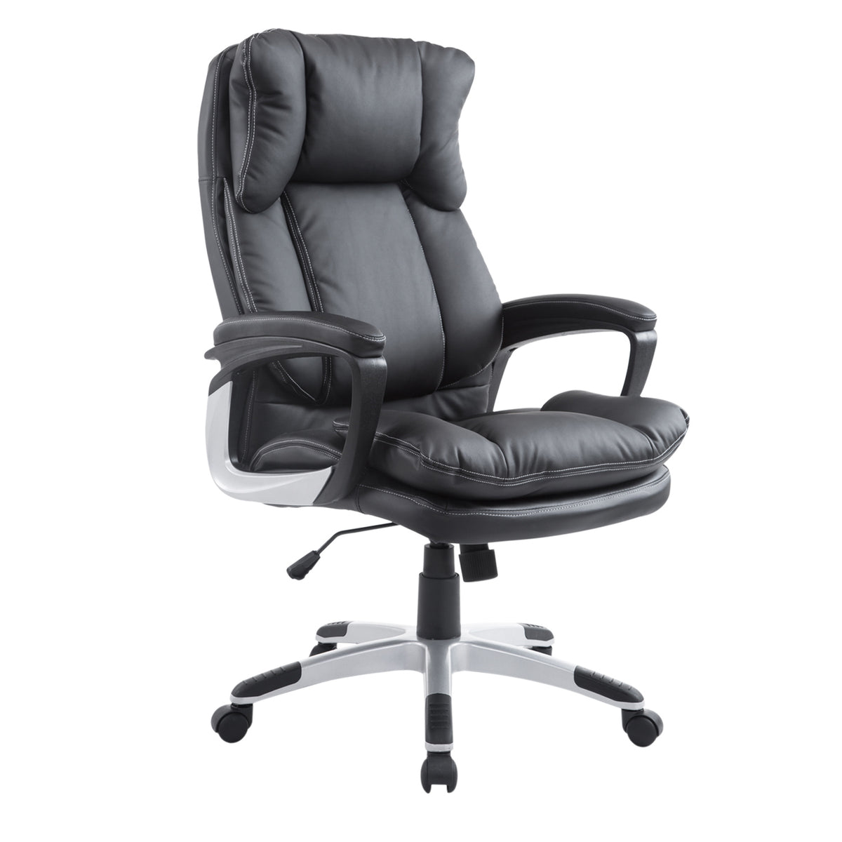 Cadeira de Escritório Giratória Cadeira de Escritório Ergonómica com 5 Rodas Apoio para os Braços e Altura Ajustável 66x71x110-120,5 cm Preto — foto 1