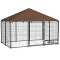 Parque para Cães com Toldo Canil para Exterior com Suporte Giratório para Comida 2 Tigelas Incluídas 211x141x151 cm Preto e Marrom — foto 1