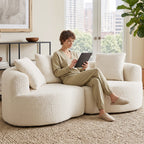 Sofá 3 lugares 207 cm Cloud Sofa com Chenille-Optik, 4 almofadas decorativas para quarto, montagem sem ferramentas, creme branco — imagem 4