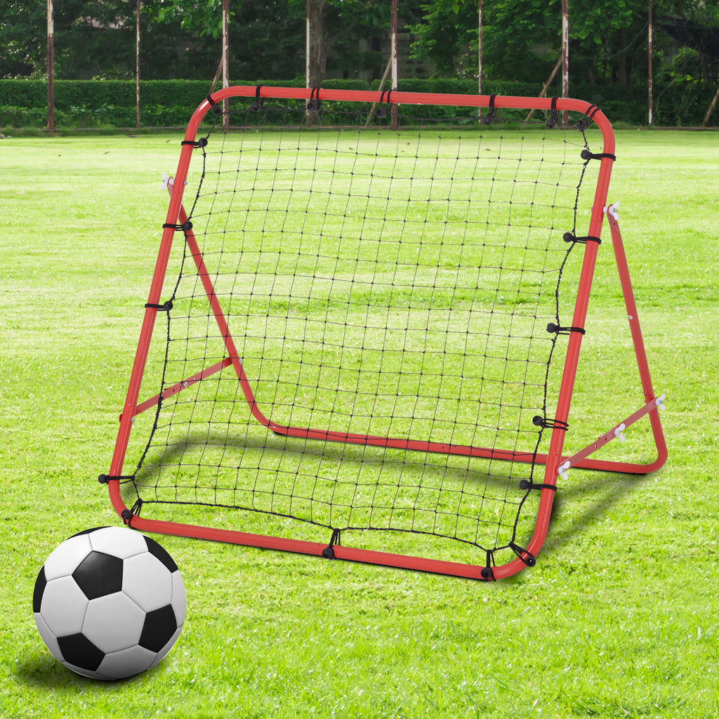 Rede de Rebote de Metal Rede de Rebote com Ângulo Ajustável e 20 Cordas Elásticas para Treinamento de Futebol Tenis Beisebol Desportes 96x80x96cm Vermelho — foto 2