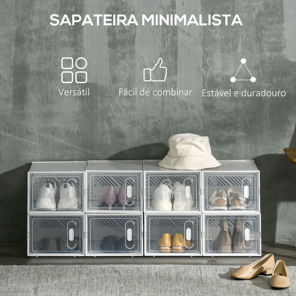 Armário Modular de Plástico Sapateira Modular com 8 Cubos Portas Magnéticas Organizador de Sapatos para Entrada Corredor Dormitório 25x35x19cm Transparente — foto 4