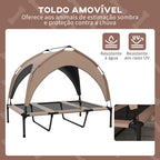 Cama para Cães Elevada com Toldo Cama para Cães Médios com Estrutura de Aço e Bolsa de Transporte para Interior e Exterior 106x76x94 cm Marrom Claro — foto 5