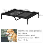 Cama Elevada para Cães Cama de Animais de Estimação com Malha Transpirável e Tecido Oxford para Exterior Interior Jardim Terraço 92x76x18 cm Preto — foto 3