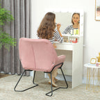 Poltrona Sala de Estar Moderna Poltrona de Leitura com Assento Largo e Acolchoado Estofada em Veludo Pés de Metal Poltrona para Dormitório 70x67,5x87 cm Rosa — foto 7