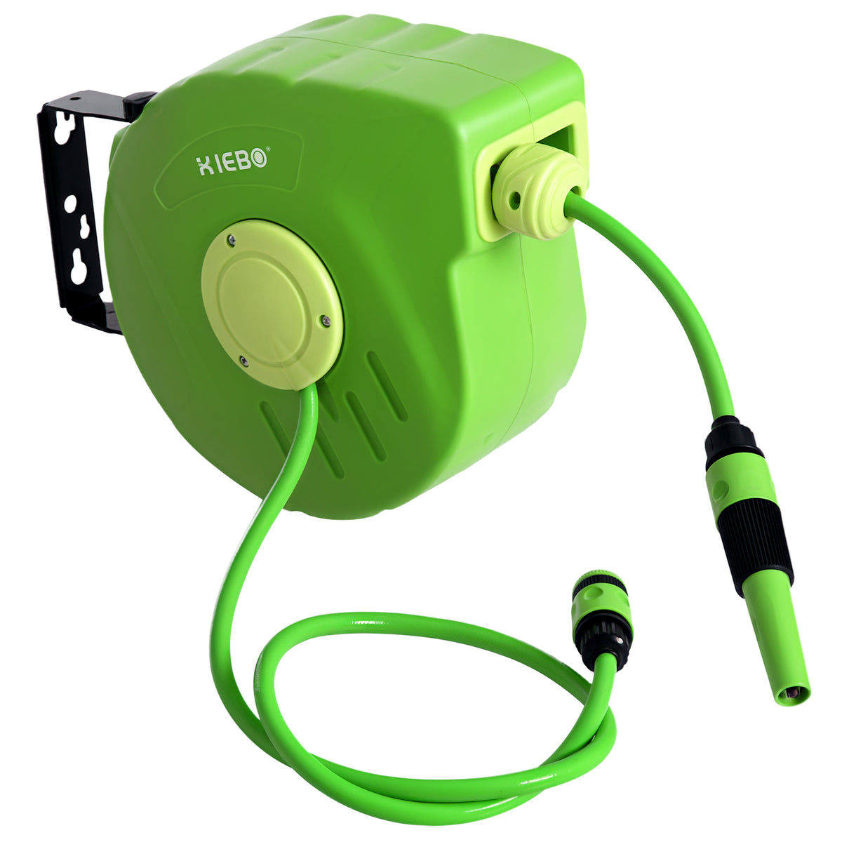 Carretel para Mangueira 10m+1m Enrolador de Mangueira Montado na Parede Enrolador Automático 180º Giratório 35,5x11,x5x27,5cm Verde — foto 1