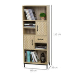 Armário prateleira com 5 compartimentos Gaveta 2 Armários com portas Dispositivo Anti-Tombamento 60x30x150 cm Madeira Natural — foto 3