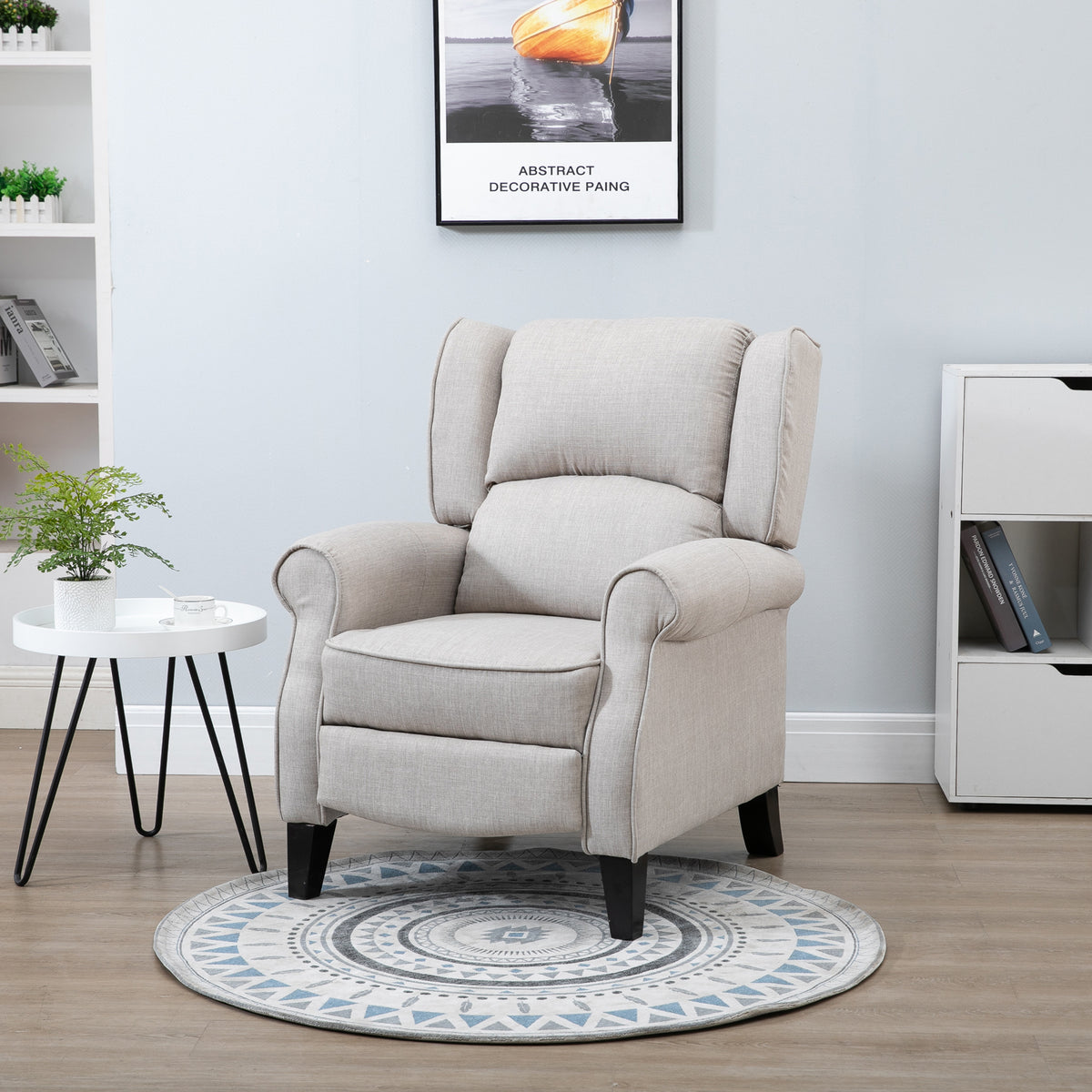 HOMOM Poltrona Reclinável Poltrona Relax com Reclinação Manual até 160° e Apoio para os Pés Retráteis Poltrona Sala de Estar 77x88x102 cm Cinza Claro — foto 2