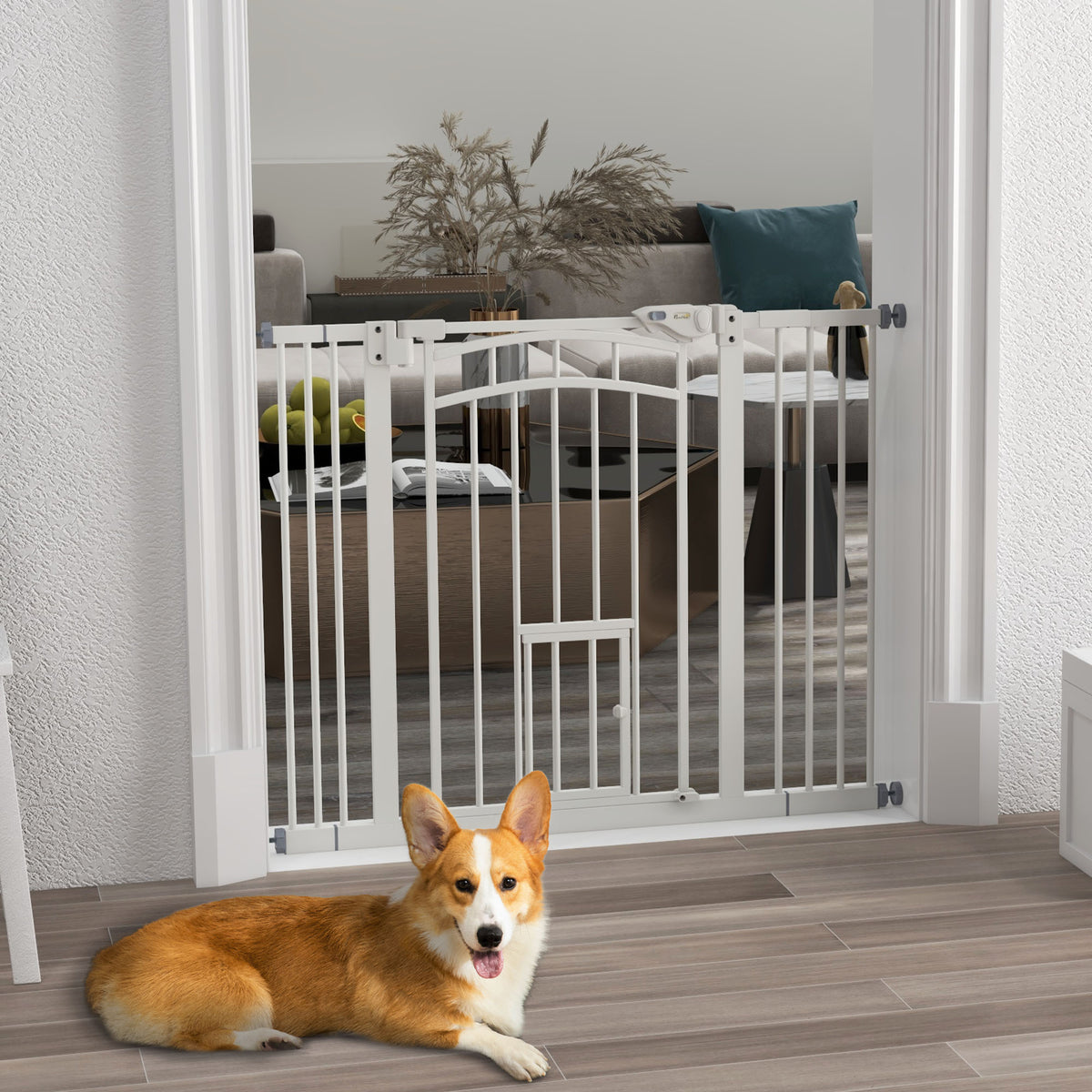 Barreira de Segurança Extensível 74-100 cm para Portas e Escadas Porta de Segurança para Animais com Montagem a Pressão e Duplo Bloqueio Branco — foto 2
