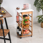 Carrinho de Cozinha com Rodas Carrinho Auxiliar com Gaveta 4 Cestas Amovíveis de Metal e Prateleiras Laterais 47x37x83 cm Madeira — foto 2