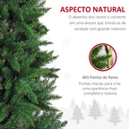 Árvore de Natal Artificial 210cm com 865 Ramos Ecológicos Decoração de Natal para Interiores Φ91x210cm Verde — foto 4