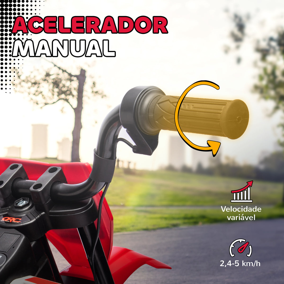 Mota Elétrica para Crianças de +3 Anos Mota Elétrica Infantil com Bateria 12V Música Velocidade 2,4-5 km/h e Rodas Auxiliares Removíveis Carga 30 kg 107x56x70 cm Vermelho — foto 4
