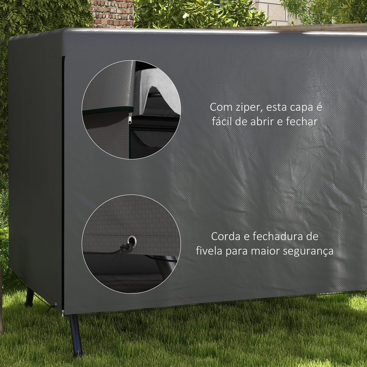 Capa para Baloiço de Jardim, Capa para Baloiço de Exterior, Cobertura com Fecho, Impermeável, 215x155x150 cm, Cinzento Escuro — foto 5