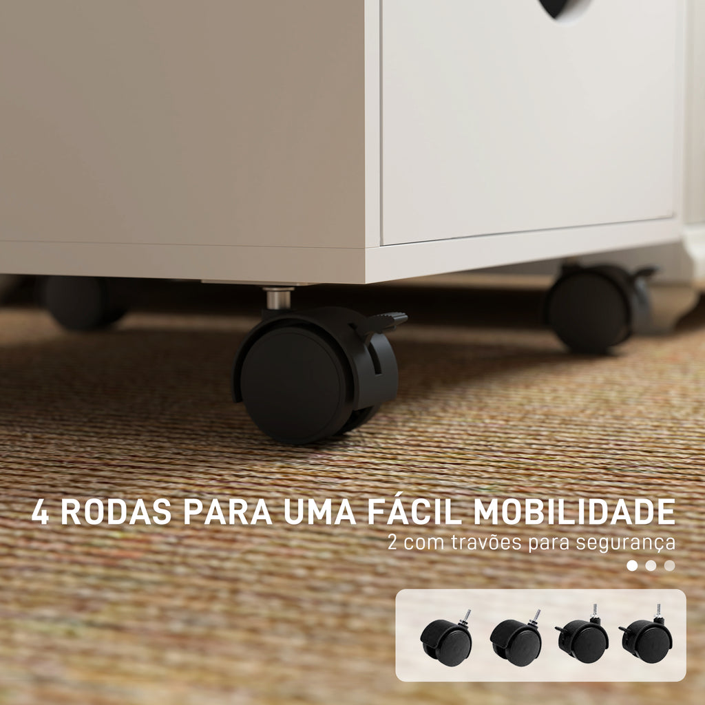 Bloco de Gavetas com Rodas Bloco de Gavetas para Escritório com 5 Gavetas Arquivador Móvel para Escritório 40x40x67 cm Branco — foto 5