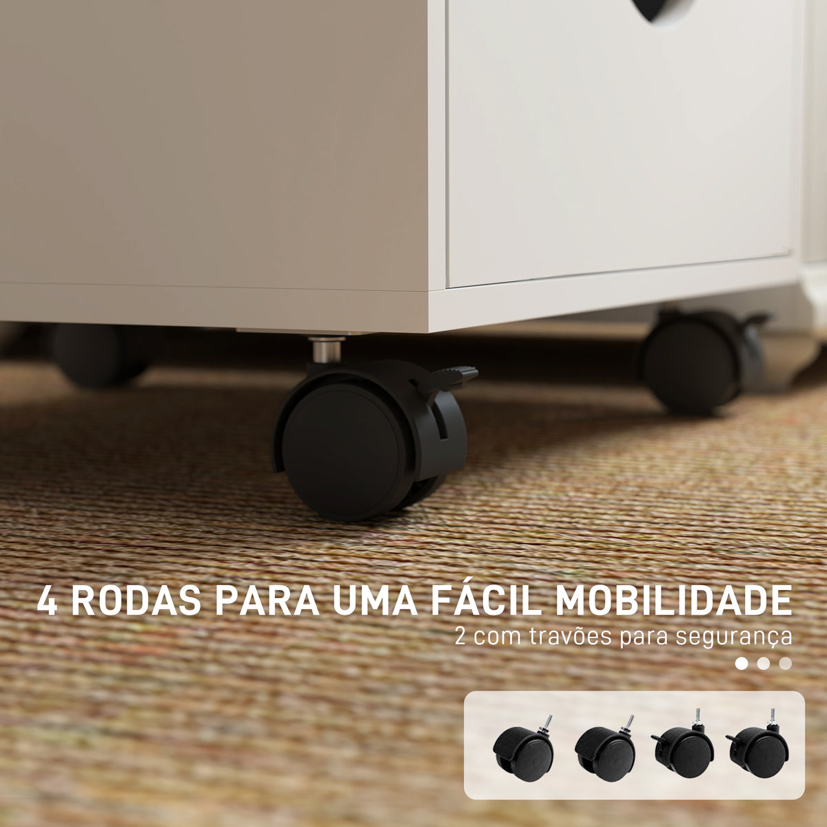 Bloco de Gavetas com Rodas Bloco de Gavetas para Escritório com 5 Gavetas Arquivador Móvel para Escritório 40x40x67 cm Branco — foto 5
