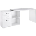 Secretária de Canto Secretária com 2 Formas de Utilização com 2 Prateleiras Abertas e 3 Gavetas para Escritório Casa Estúdio Branco — foto 1