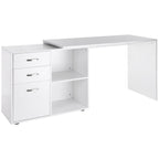 Secretária de Canto Secretária com 2 Formas de Utilização com 2 Prateleiras Abertas e 3 Gavetas para Escritório Casa Estúdio Branco — foto 1
