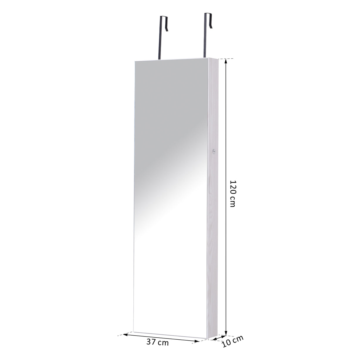 Espelho com Móvel de Bijuterias de Parede ou Porta Espelho de Parede com LED 5 Prateleiras 2 Gavetas pequenas e Fechadura 37x120x10cm Cinza Claro — foto 3