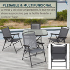 5 peças jardim conjunto de jantar cadeiras dobráveis e mesas de café Móveis de exterior com furo de guarda-sois — foto 6