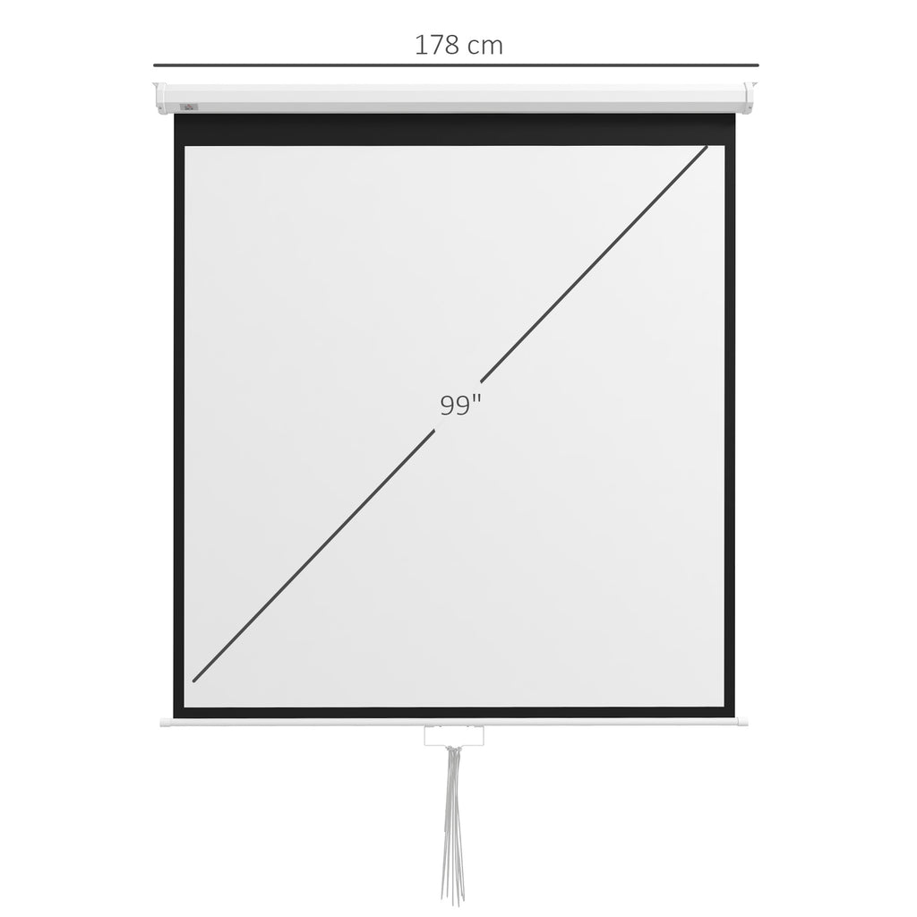 Tela de Projeção Manual de 99 Polegadas Tela de Projeção Portátil Formato 1:1 para Interior e Exterior Cinema em Casa Jardim 178x178 cm Branco — foto 3