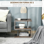 Mesa de apoio para sofá Mesa de centro para sala de estar Mesa de apoio estilo industrial em S com prateleiras em 3 níveis 48x48x48 cm Cor Madeira envelhecida — foto 4