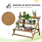 Suporte de Madeira para Plantas em Forma de Escada com 3 Prateleiras Dobrável Suporte de Vasos de Plantas para Decoração de Interiores e Exteriores 101x83x88cm Marrom — foto 4