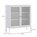 Aparador de 3 Níveis Móvel Auxiliar com Portas de Malha e Prateleira Ajustável Aparador de Cozinha Moderno para Sala 80x37x92 cm Branco — foto 3