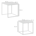 Conjunto de 2 Mesas Mesas de Centro Quadradas para Sala de Estar Estrutura de Aço para Quarto e Escritório Grande 40 cm Pequena 35 cm Branco — foto 3