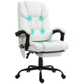 Cadeira de Escritório com Massagem de 6 Pontos Cadeira Giratória com Encosto Alto Reclinável Altura Ajustável Apoio para Pés e Controlo Remoto 66x75x112-122 cm Branco — foto 1