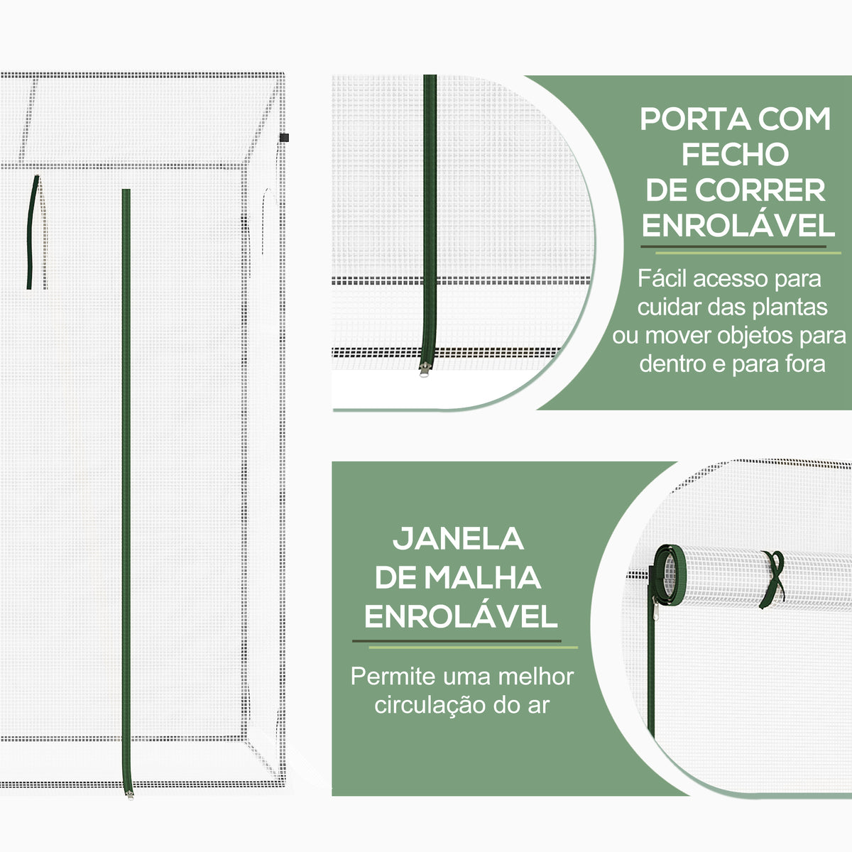 Estufa de Jardim Pequena Estufa de Exterior com Janelas e Estrutura de Aço Estufa para Cultivar Tomates Plantas Flores 200x76x168 cm Branco — foto 5