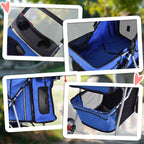 Carrinho para Cães Dobrável, Coche para Cães Pequenos com Cesta de Armazenamento, Janelas de Rede, Suporte para Copos, Rodas EVA, Almofada Lavável, Travões, Carga 10 kg, 75x45x97 cm, Azul — foto 8