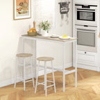 Conjunto de Mesa Alta de Bar com 2 Bancos Mesa Alta de Cozinha com Bancos Estrutura em Aço Mesa Alta Estilo Industrial para Sala de Jantar Natural e Branco — foto 2