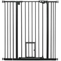 Barreira de Segurança para Cães com Porta Pequena Barreira para Animais de Estimação Extensível com Fechamento Automático e Sistema Duplo de Bloqueio 74-101x104,1 cm Preto — foto 1