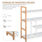 Sapateira multiuso com 4 níveis Máximo 11 pares com compartimento para botas altas Prateleira para sapatos Madeira maciça de pinho 68x26x78 cm Branco — foto 6