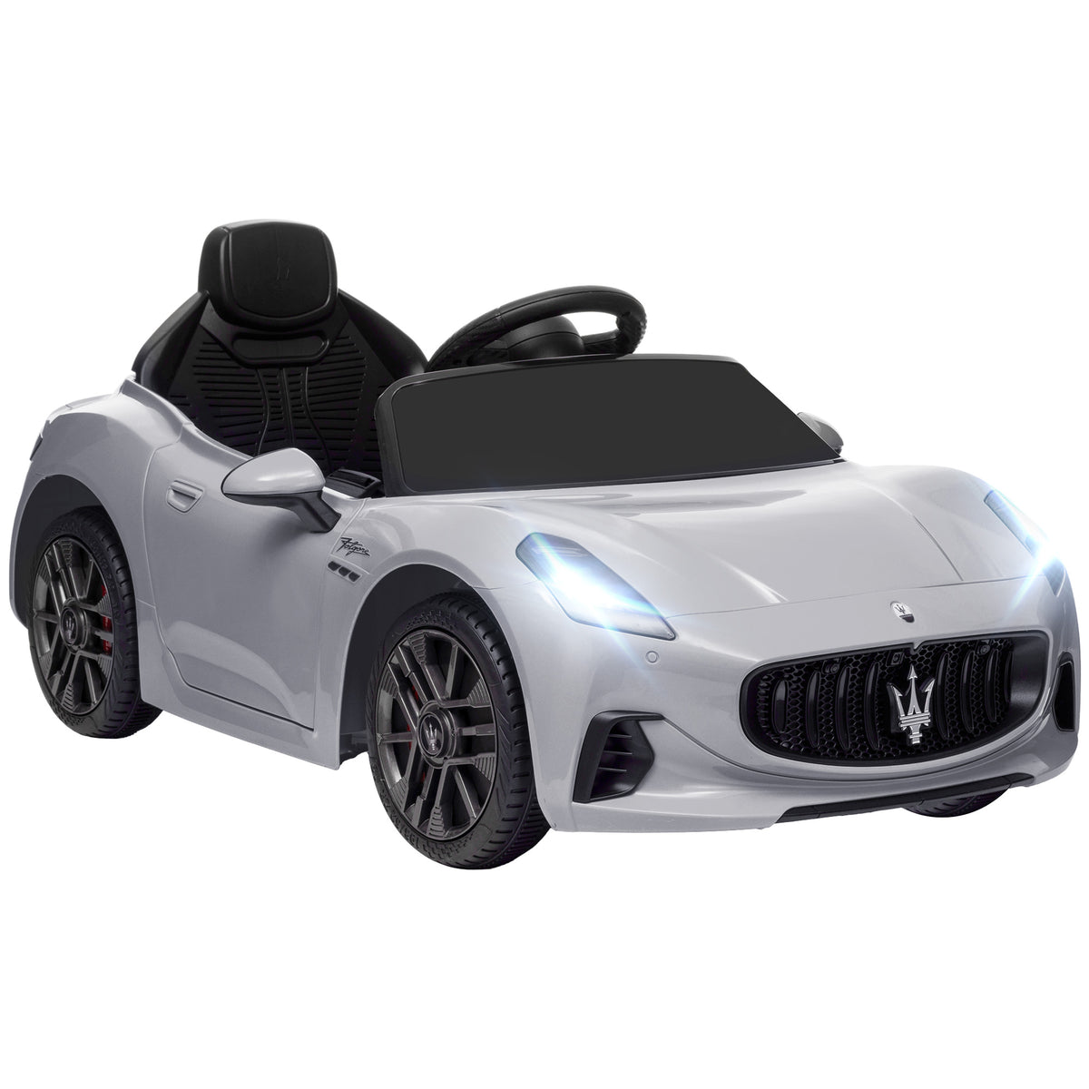 Carro Elétrico para Crianças acima de 3 Anos Carro Maserati Gran Turismo Folgore Carro Elétrico com Bateria 12V Controlo Remoto Faróis Buzina e Música MP3 98x59x43 cm Cinza — foto 1