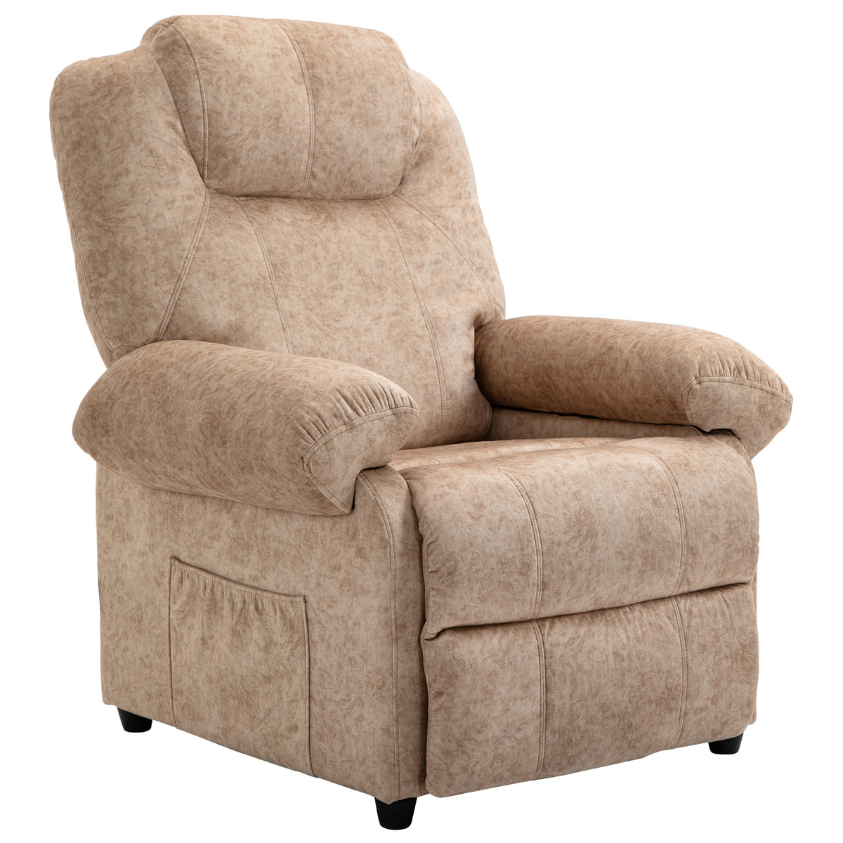 Poltrona Relax Reclinável Poltrona para Sala de Estar com Apoio para os Pés Retrátil Encosto Alto Bolso Lateral Acolchoado Grosso 88x91x108 cm Bege — foto 1