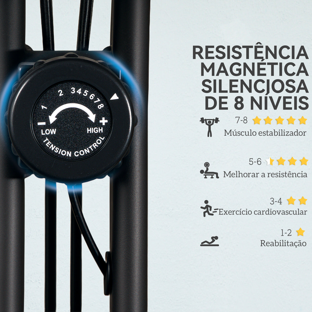 Bicicleta Estática Dobrável com Resistência Magnética de 8 Níveis Bicicleta Estática Dobrável com Encosto Volante Ecrã LCD e Banda de Resistência Carga 110 kg 43x97x109 cm Preto — foto 5