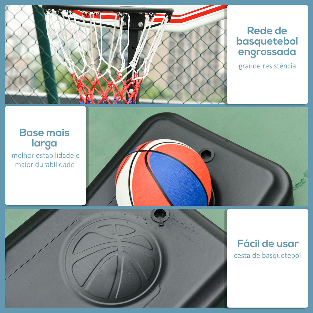Cesto de Basquetebol com Altura Ajustável de 155-210 cm Cesto Portátil com Rodas de Transporte e Base Recheável com Água 30 kg ou Areia 35 kg para Crianças e Adultos Interior Exterior Multicolor — foto 7