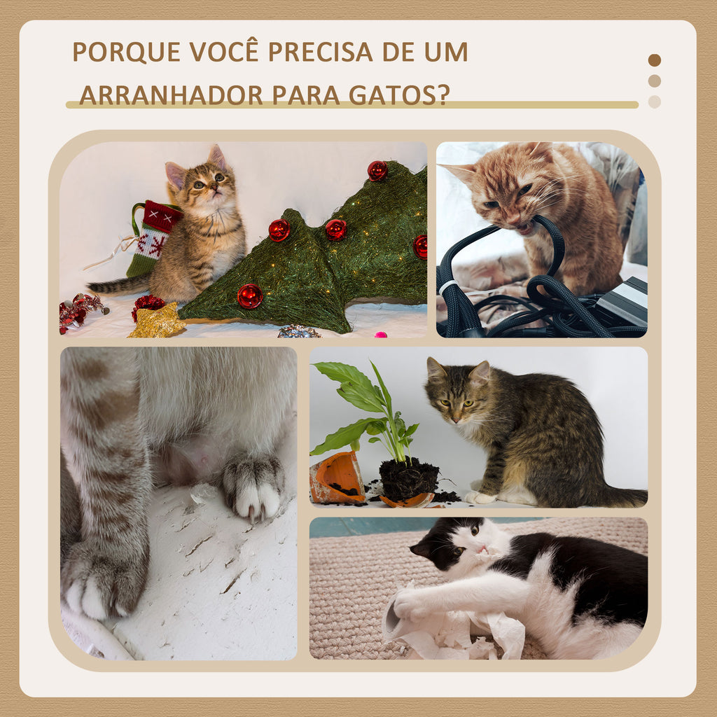 Arranhador de Árvore para Gatos com Plataformas Múltiplas Brinquedo Suspenso Caverna Espaçosa Rede Macia Postes de Coçar 70x40x152 cm Bege — foto 7