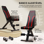 Banco de Abdominais Ajustável Banco de Musculação Dobrável para Treino de Corpo Completo em Casa Ginásio 82x35x42,5-107 cm Preto — foto 4