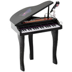 Piano de Cauda Eletrônico 37 Teclas Multifuncional com Microfone Alto-Falante Banqueta Luz Led para 3 a 6 Anos Preto — foto 1