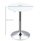 Mesa de bar ajustável em altura com base redonda e antideslizante para cozinha sala de jantar Ø60x69-93 cm Branco — foto 3