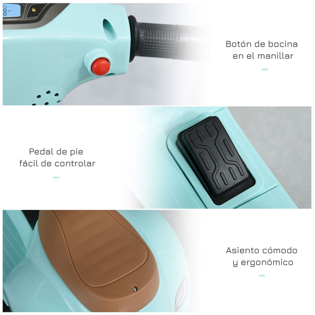 Mota elétrica para crianças com licença acima de 18 meses com faróis buzina e 4 rodas licenciadas 66,5x38x52 cm Verde — foto 7