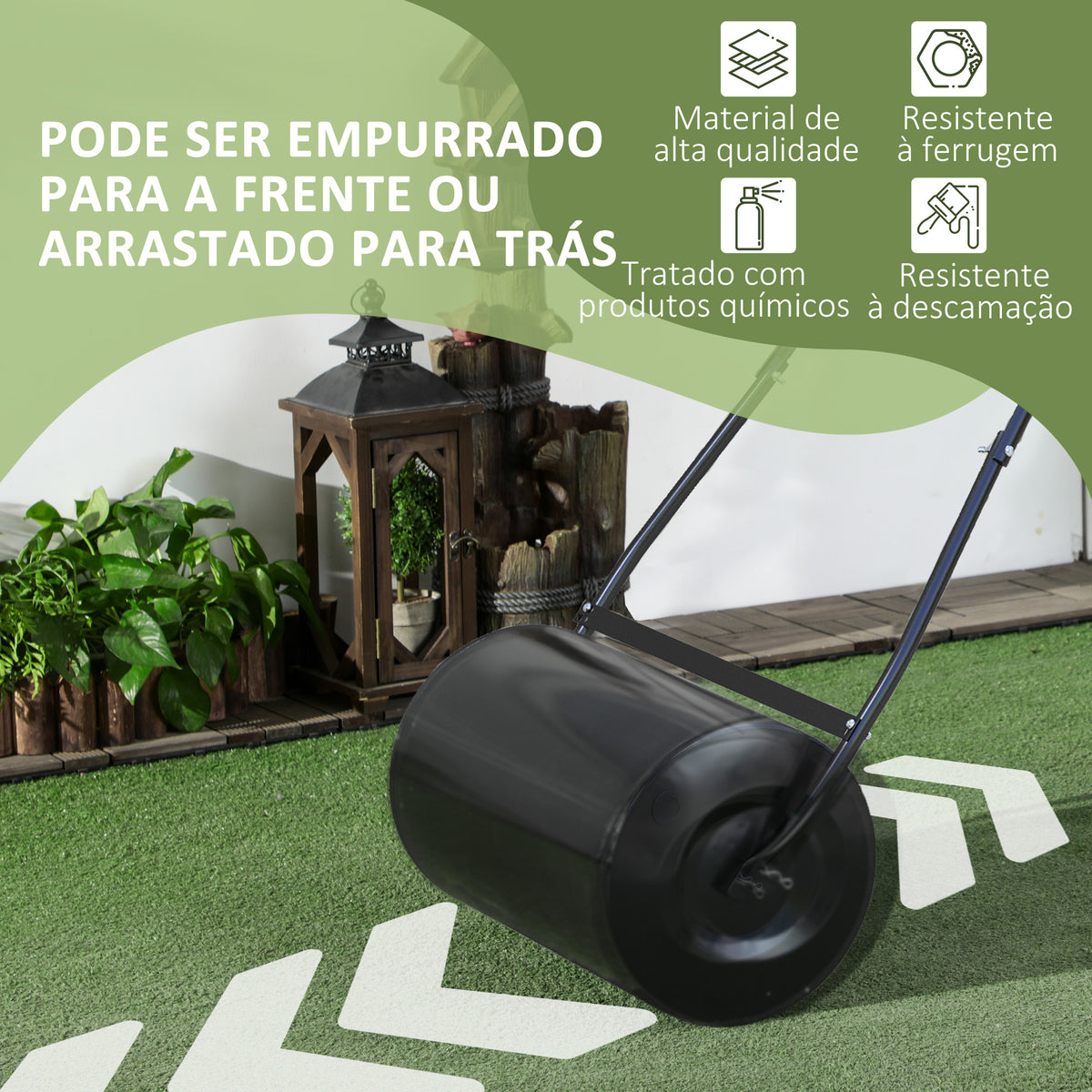 Rodillo de Césped de Jardín Acero 38L Llena de Agua o Arena Medida de Rodillo Φ32x50cmAsa Desmontable — foto 5