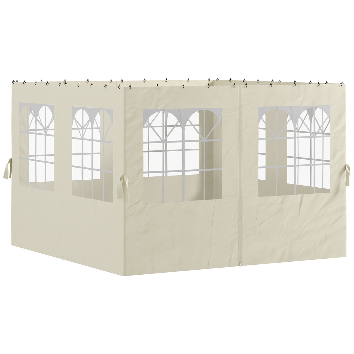 4 Paredes Laterais para Tenda 3x3 m Laterais de Tenda com Ganchos 8 Janelas Proteção UV Substituição Lateral para Tenda de Jardim Exterior Festa Creme — foto 1
