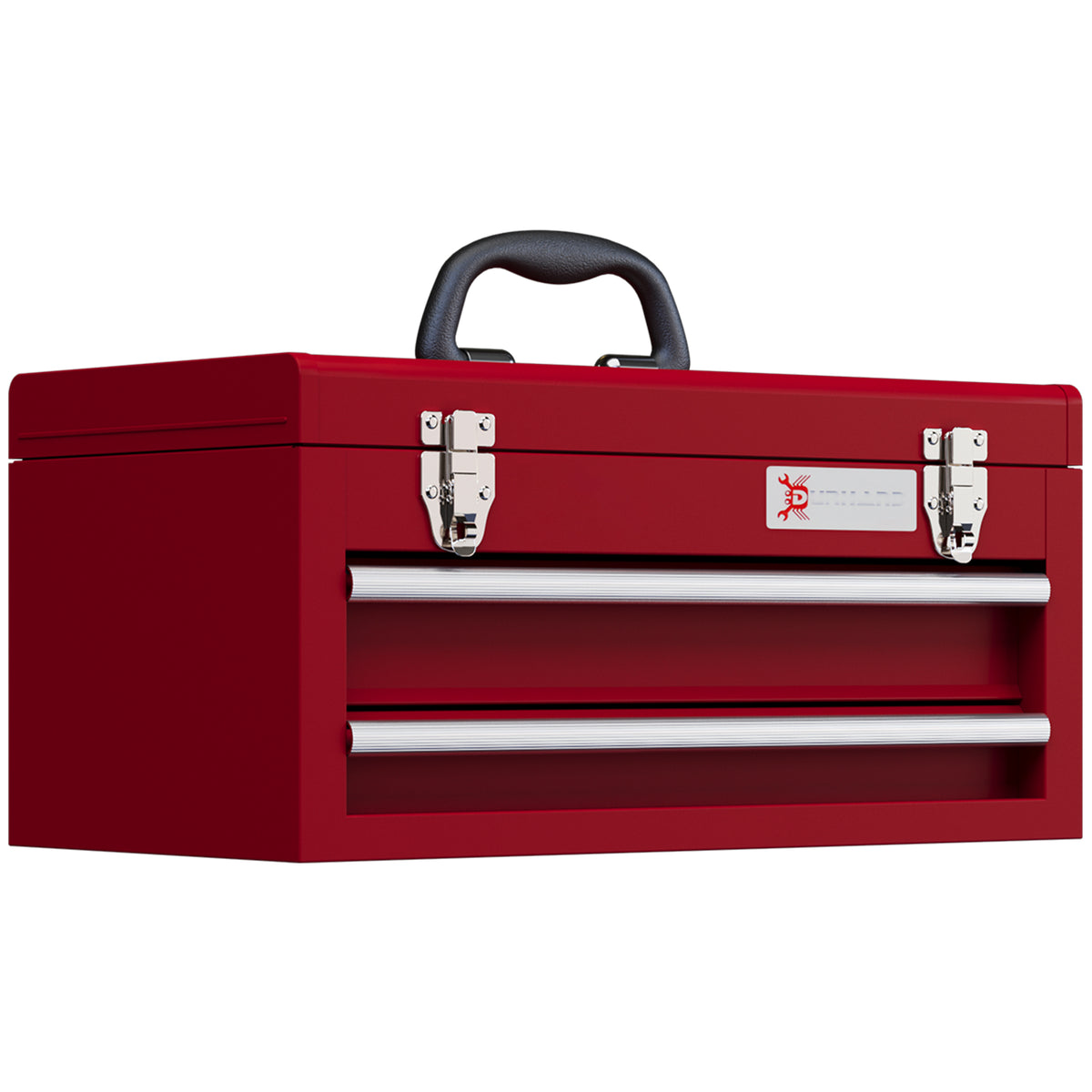Caixa de Ferramentas de Aço com 2 Gavetas Tampa Abatível e Fechaduras Metálicas Mala de Ferramentas Portátil para Oficina Bricolage Casa 46x24x22 cm Vermelho — foto 1