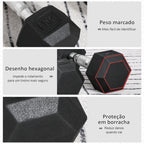 Conjunto de Halteres Hexagonais 2 x 5 kg Conjunto de Pesos com Barras de Conexão Kit de Treino de Fitness para Ginásio em Casa — foto 4