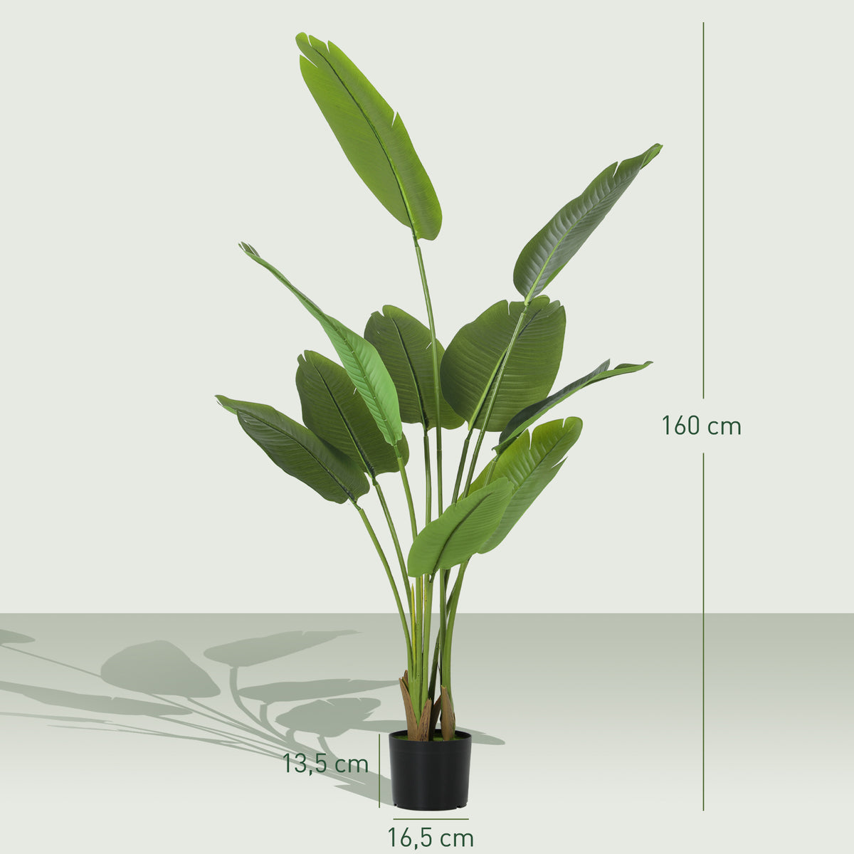 Planta Artificial Decorativa 160 cm Bananeira Artificial com Vaso e Folhas para Interior Casa Sala de Estar Escritório Verde — foto 3